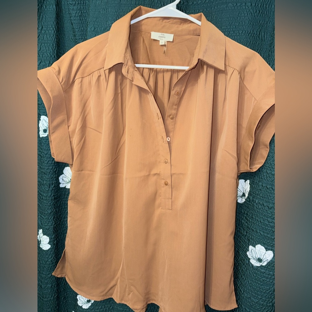 Entro Women's Camel Button-Up Blouse from my favorite Edmond Boutique